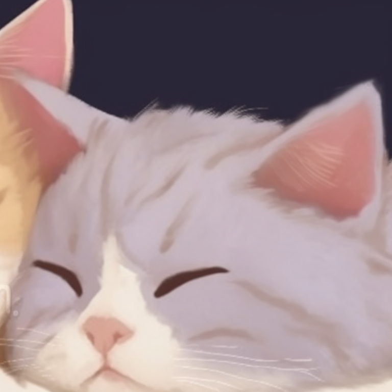 Two characters as sleeping kittens, muted colors and minimalist design. cute cat matching pfp designer pfp for discord.