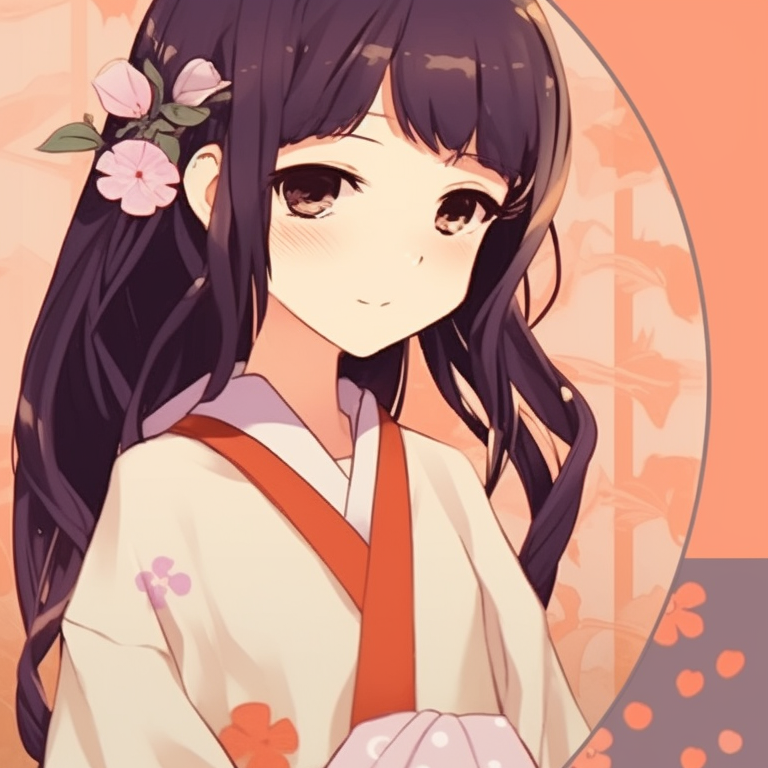 Two characters in traditional kimonos, warm colors and elegant patterns. cool friends matching pfp pfp for discord.