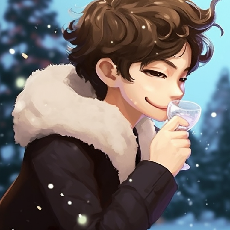 Two characters in reindeer headbands, laughing, warm hues with emphasis on highlights. joyful matching christmas pfp felix pfp for discord.