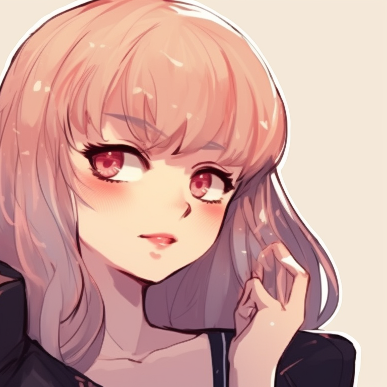 Two characters mirroring each other's expressions, bright color palette and sparkled eyes. endearing matching couple pfp pfp for discord.