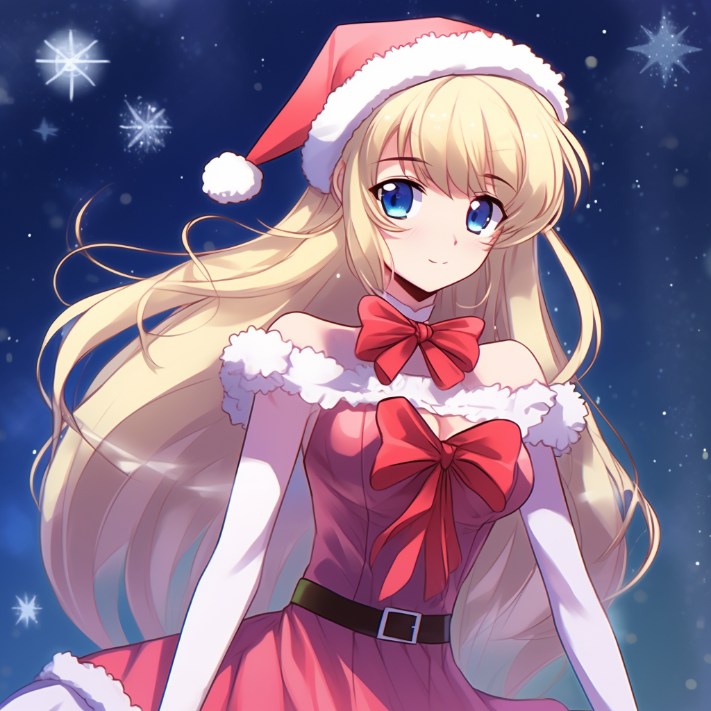 Sailor Moon in Christmas attire, highlighted by soft tones and seasonal detailing. anime character christmas pfp