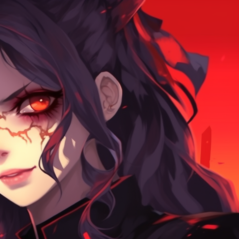 Two characters in matching pumpkin outfits, orange and black colors, sitting back-to-back. spooky matching halloween themed non anime profile pictures pfp for discord.