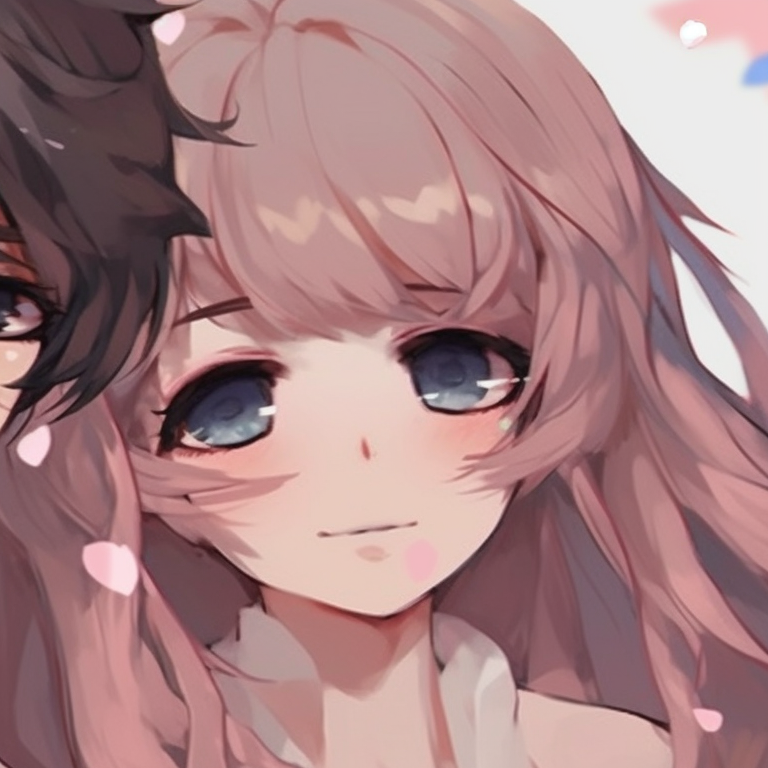 Two characters with elements of the cosmos, cool tones, and dreamy eyes. diverse matching pfp styles for anime best friends pfp for discord.