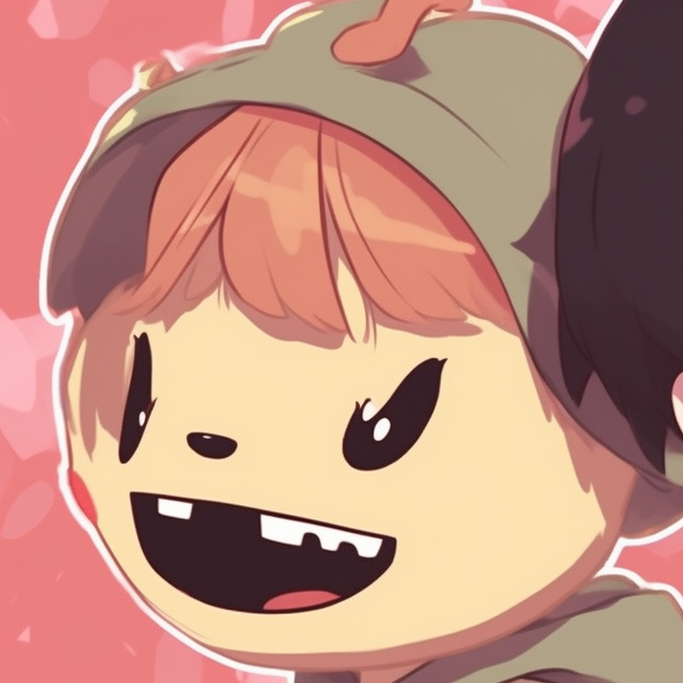 Two anime characters, in bright attire, sharing a humorous moment. funny memes pfp for matching pfp for discord.