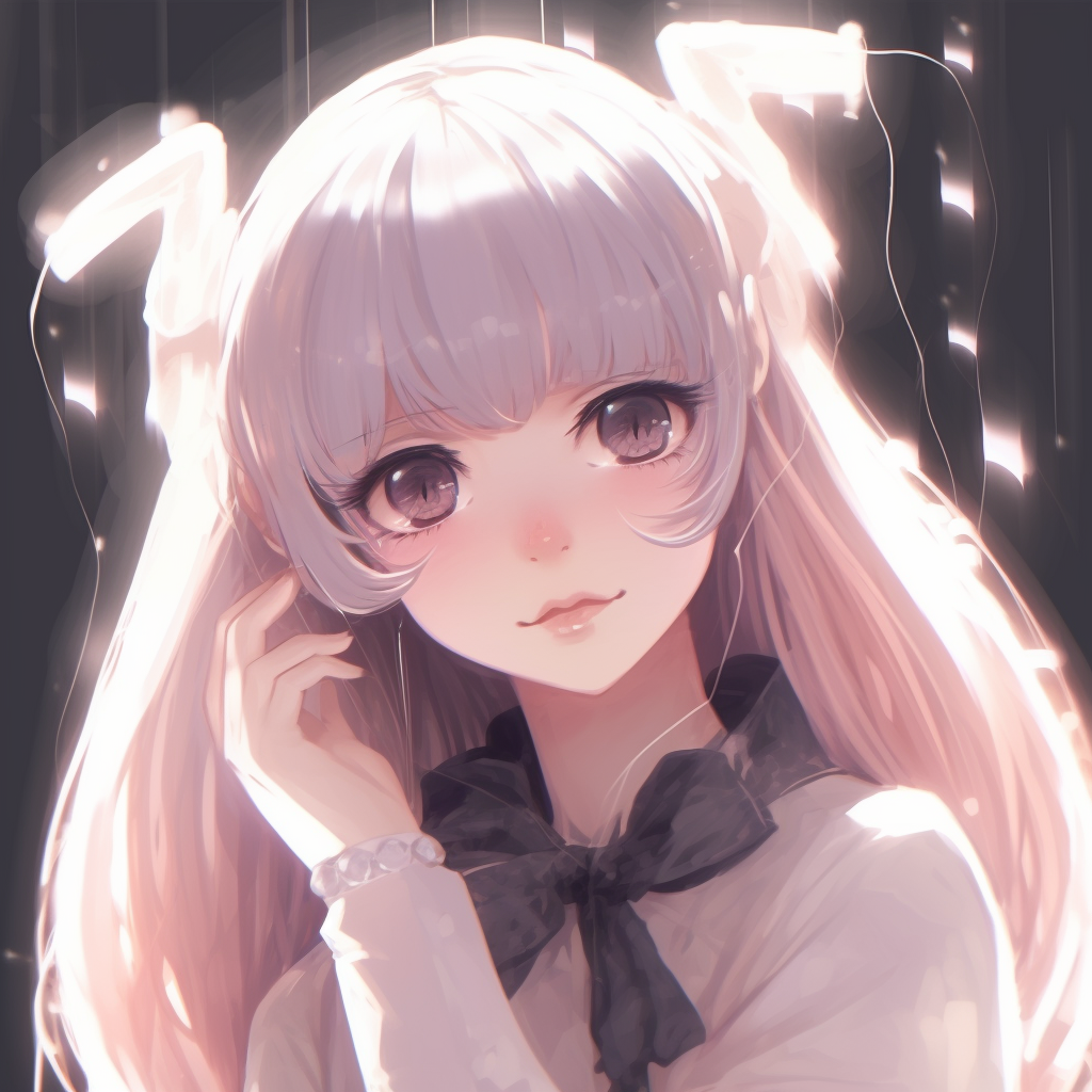 Close-up view of Y2K anime girl, detailed facial features and soft colors. specific y2k pfp