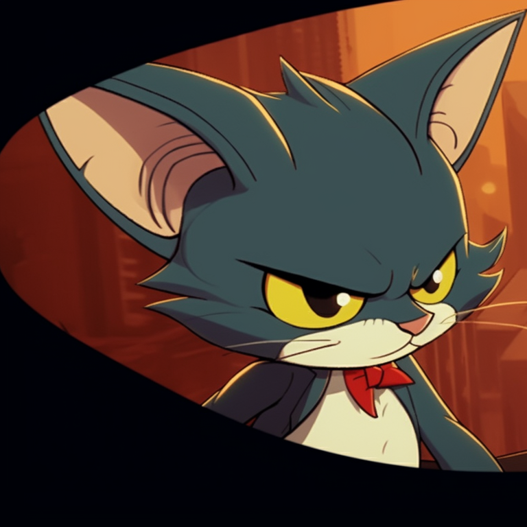 Tom and Jerry outlined against a moonlit sky, mischief reflected in their widened eyes, clad in Halloween costumes. tom and jerry matching pfp halloween theme inspiration pfp for discord.