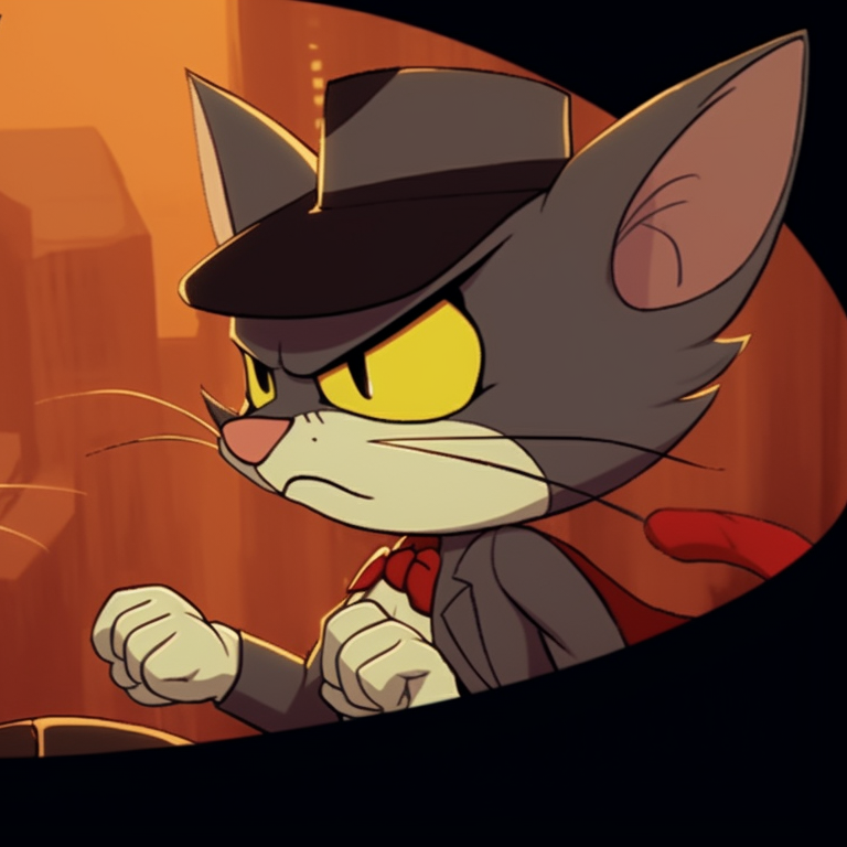 Tom and Jerry outlined against a moonlit sky, mischief reflected in their widened eyes, clad in Halloween costumes. tom and jerry matching pfp halloween theme inspiration pfp for discord.