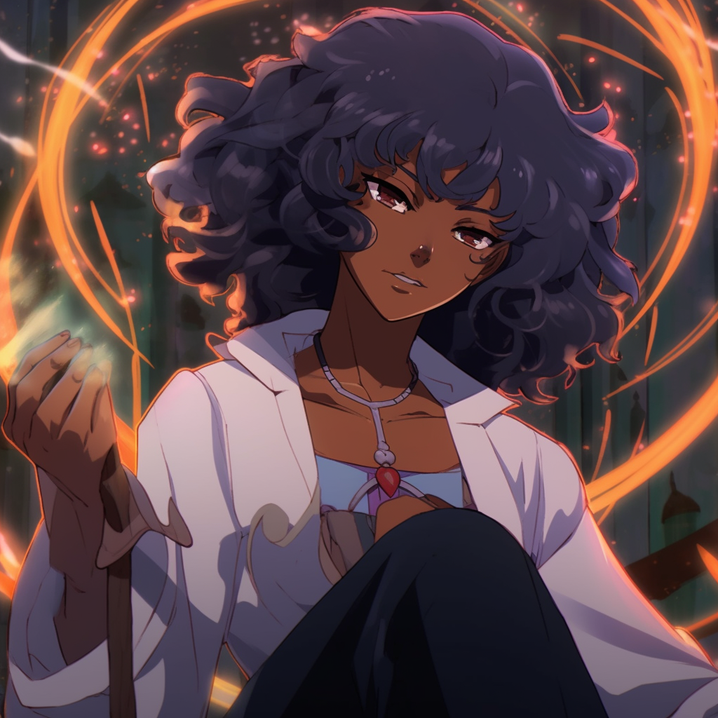 Captivating portrait of a Black anime girl, soft shading and intricate hair details. inspiring black anime pfp artwork