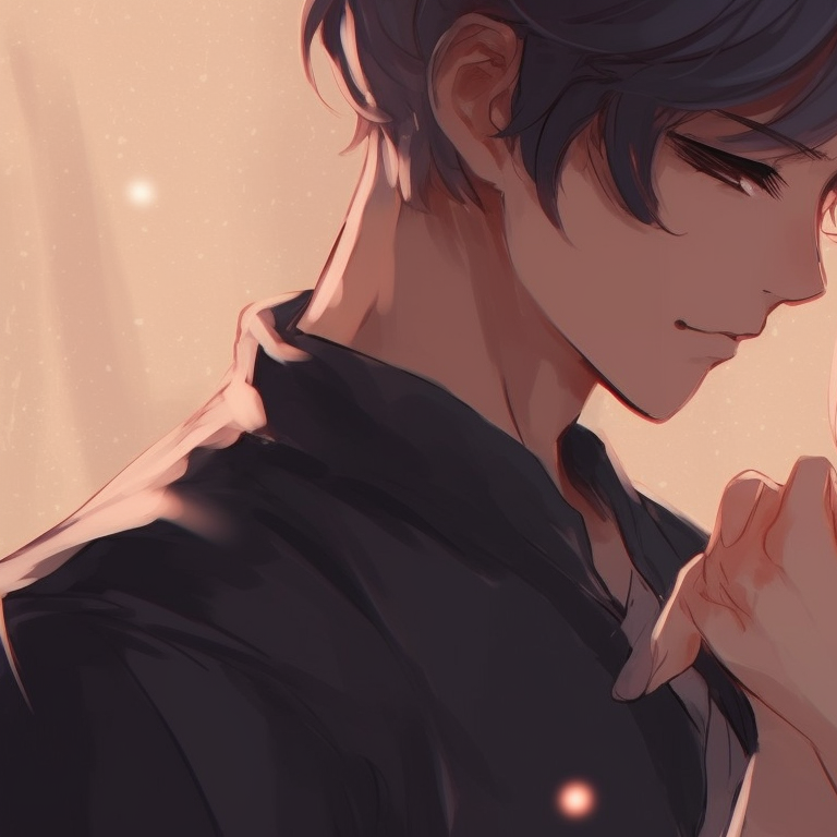 Close-up of characters, detailed eyes, warm colors and an air of mysticism. best anime matching pfp couple pfp for discord.