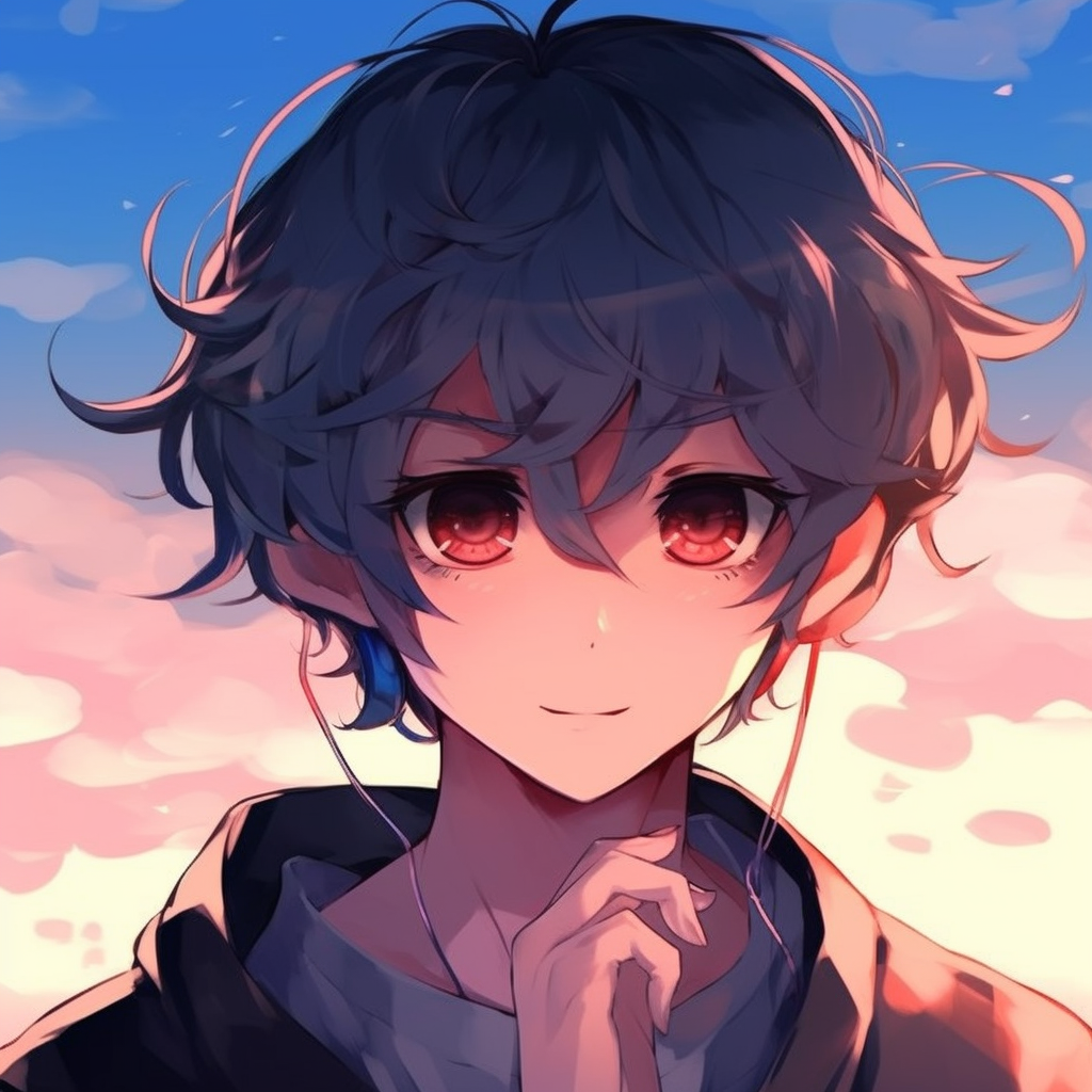 Anime boy with shiny blue hair, showcasing unique hairstyle and calming color palette. cute anime guy pfp choices pfp for discord.