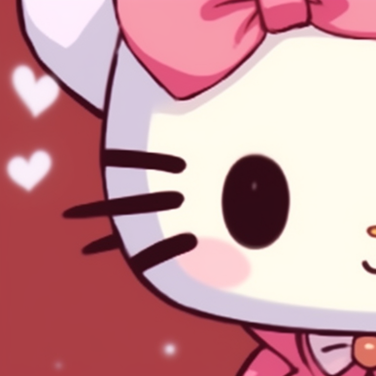 Two Hello Kitty characters in matching outfits with a simple, rounded art style. adorable matching hello kitty pfp pfp for discord.