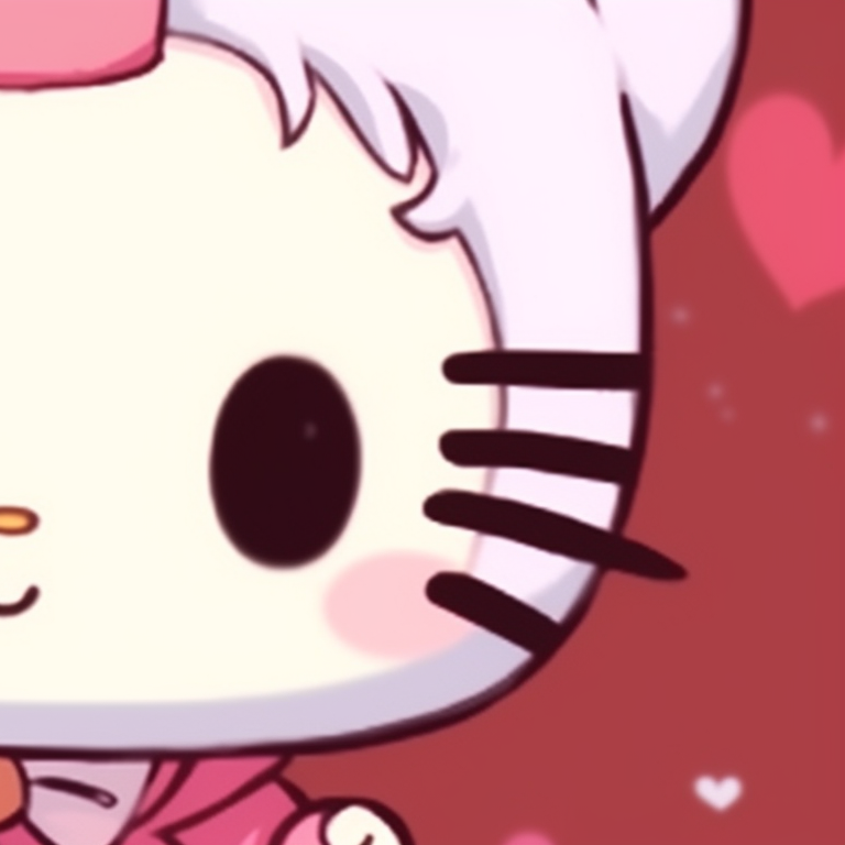 Two Hello Kitty characters in matching outfits with a simple, rounded art style. adorable matching hello kitty pfp pfp for discord.