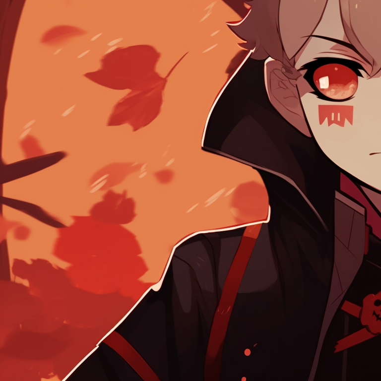 A close-up of Zenitsu and Nezuko with Jack-o'-lanterns providing a warm glow. matching profile pictures zenitsu and nezuko pfp for discord.
