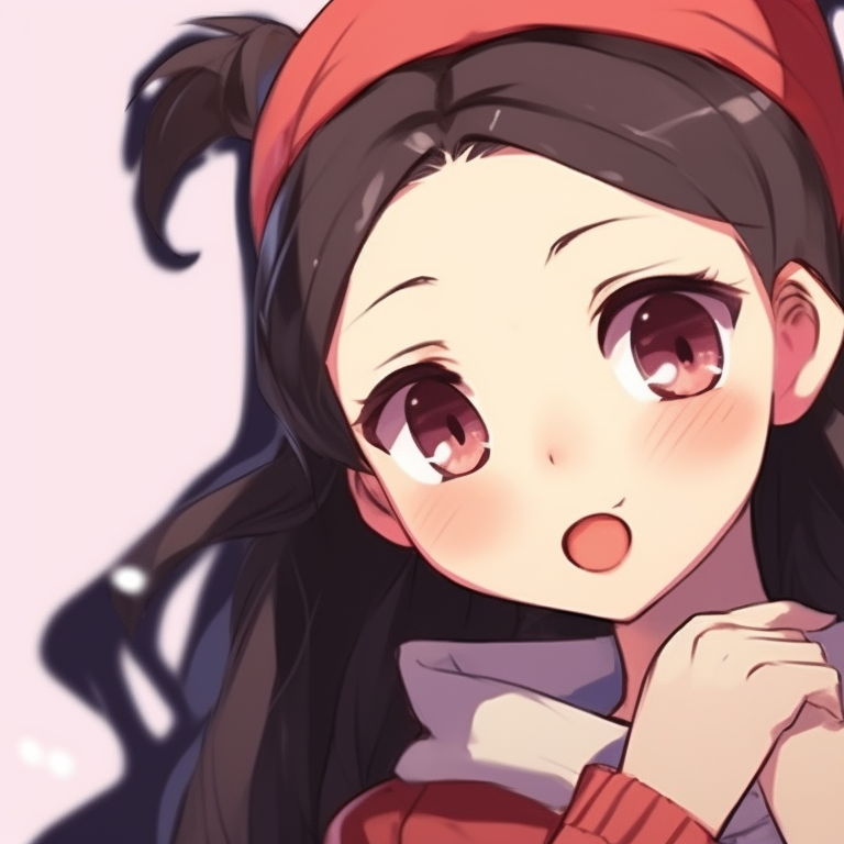 Nezuko and a companion sending out holiday wishes, fine details of festive paraphernalia and cool, peaceful colors. nezuko-themed matching christmas pfp pfp for discord.