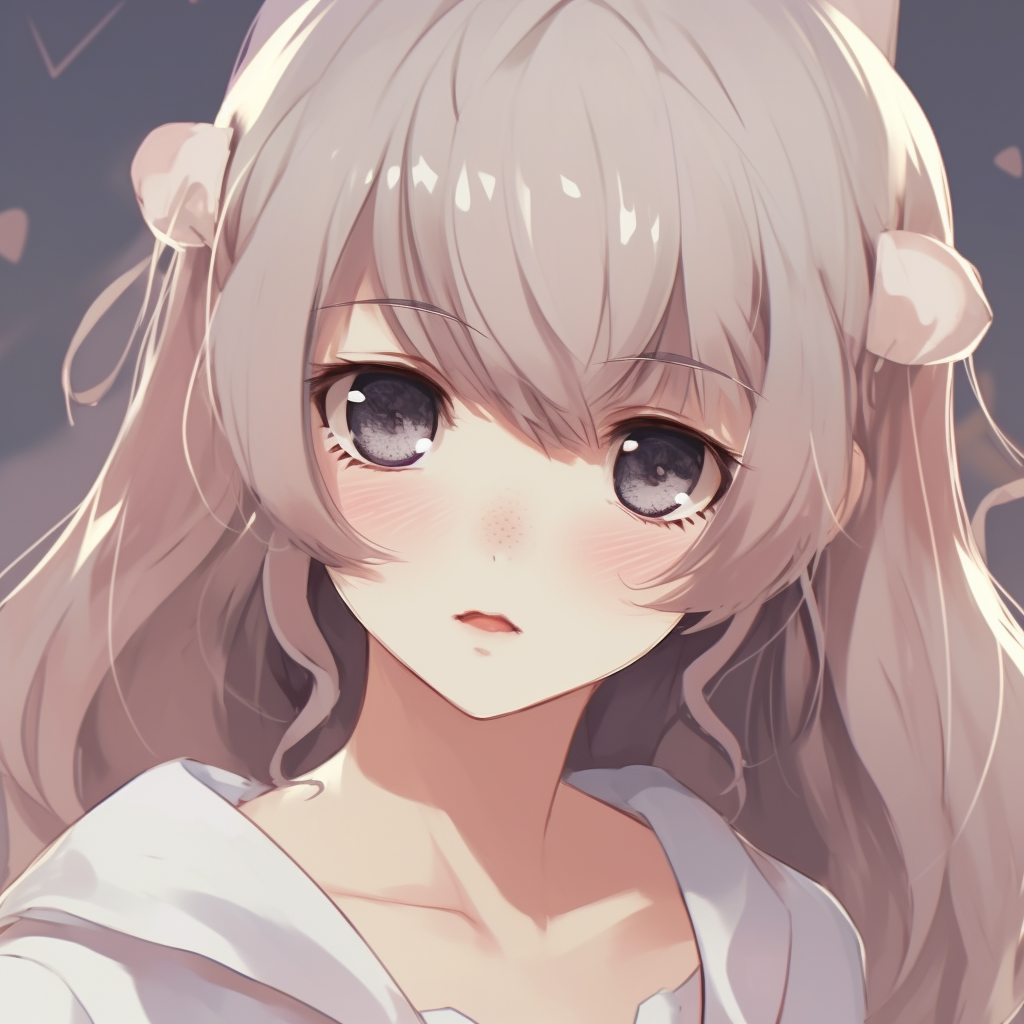 Profile picture of an anime girl, radiating a romantic, nostalgic vibe with her soft, muted pastel color scheme. classy anime girl pfp pfp for discord.