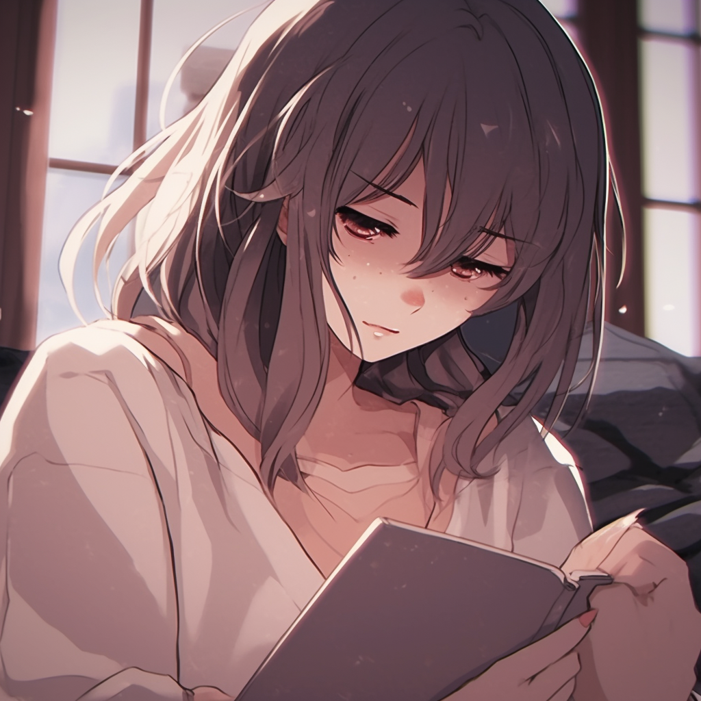 Depressed girl superimposed over bright city lights, high contrast and vibrant colors depressed anime girl pfp aesthetic art pfp for discord.