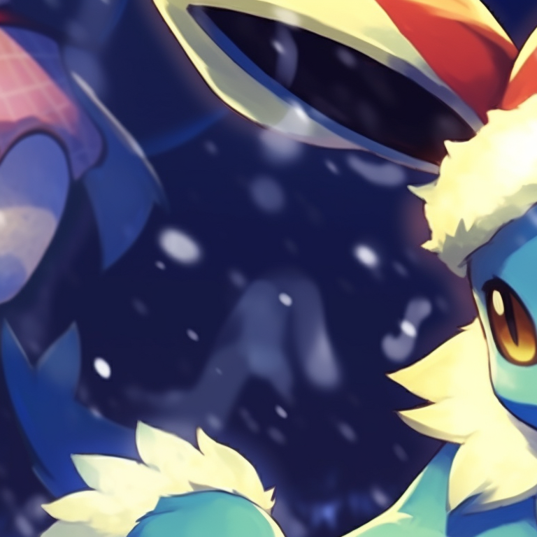 Two Lucario characters overlaid by Christmas colors - red, gold, and green. lucario christmas avatar pairs pfp for discord.