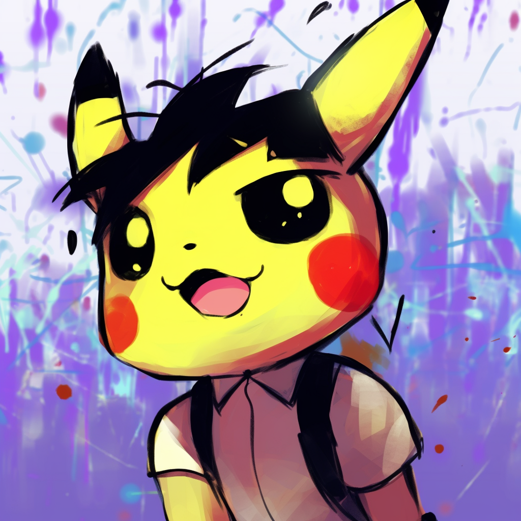 Pikachu posing silly, bold composition and saturated colors. funny pfp for school pfp for discord.
