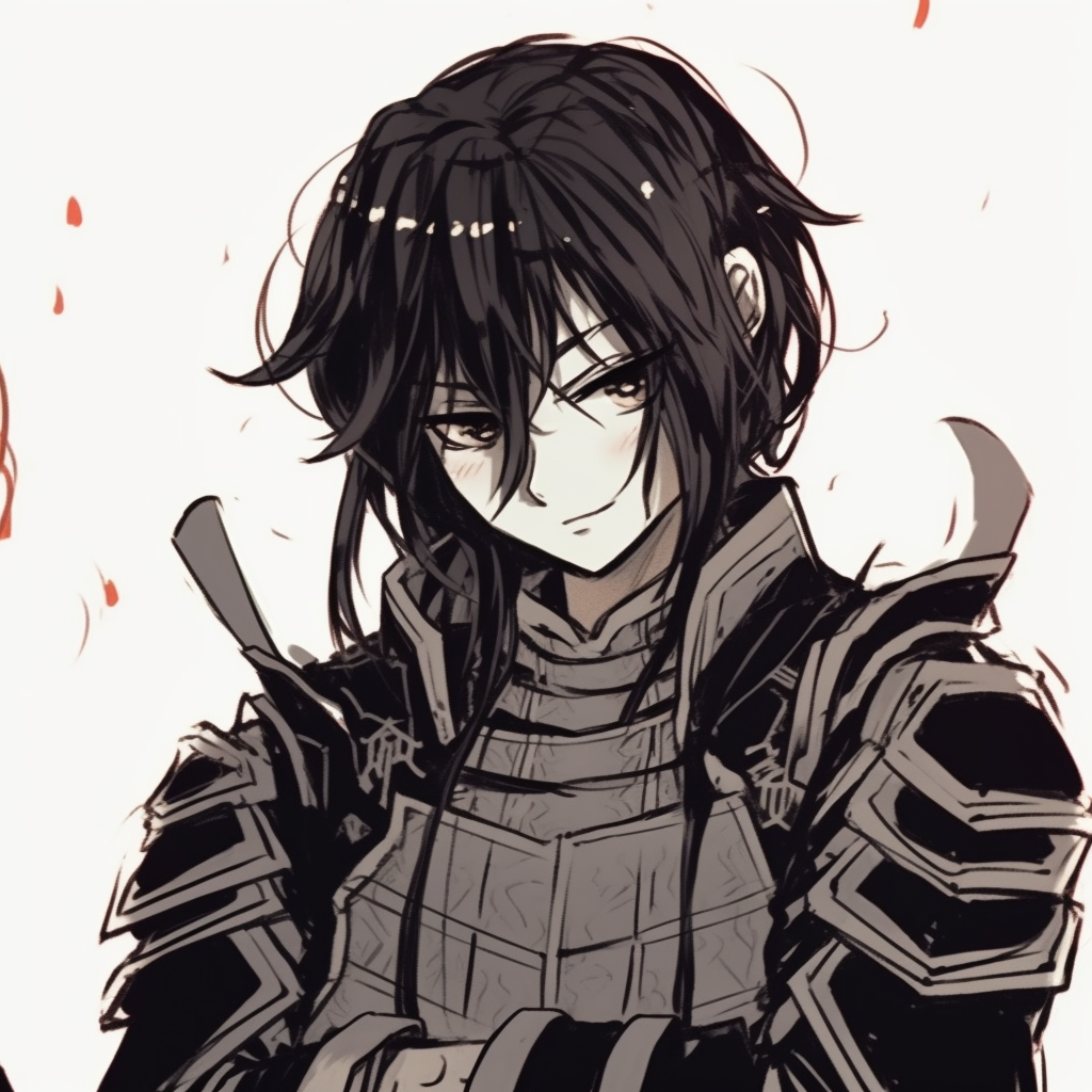 Close-up of a ruminative samurai, impeccable facial detail and muted colors. unique manga anime pfp ideas pfp for discord.