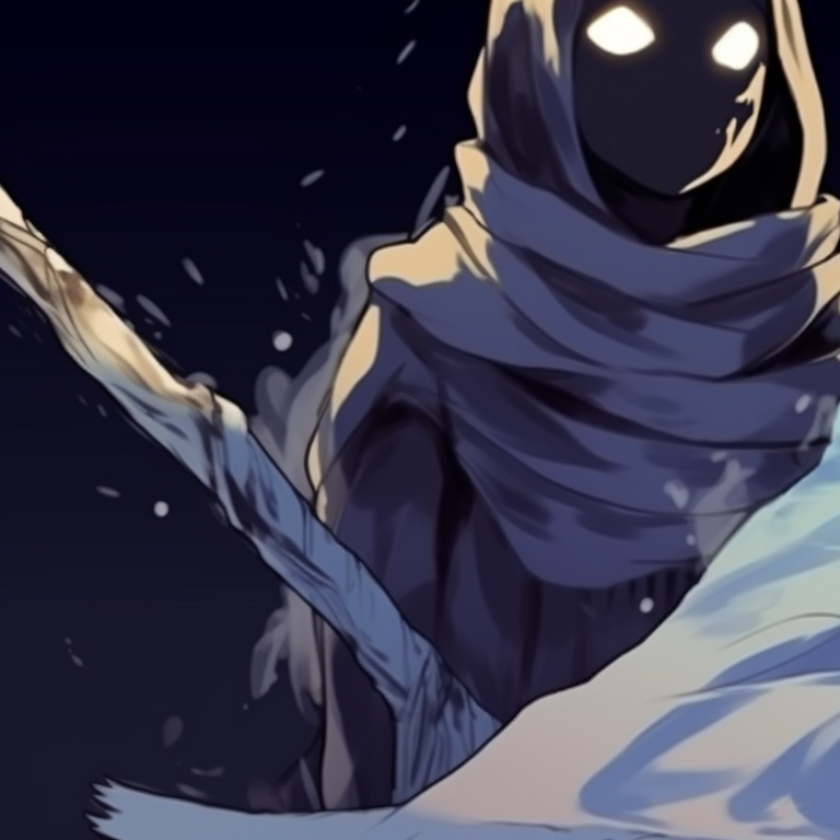 Two characters draped in ghostly sheets, sketched with faint blue linework on dark backgrounds. halloween matching pfp in pop culture pfp for discord.