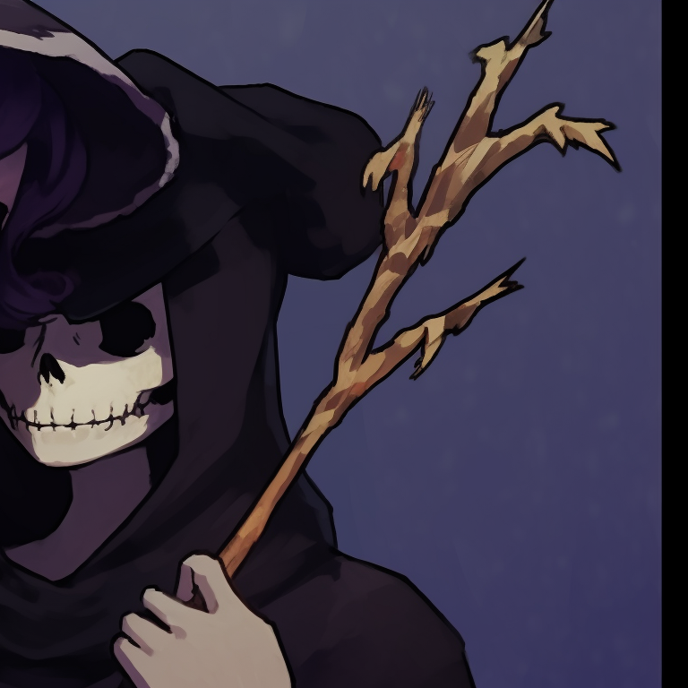 Two witch characters, draped in elegant capes, whispering secrets in hues of midnight purple. sad and spooky matching halloween pfps pfp for discord.