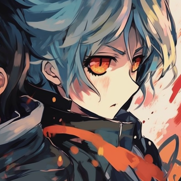 Naruto and Sasuke under a fiery and icy backdrop, bold lines and intense gazes. matching pfp ideas pfp for discord.