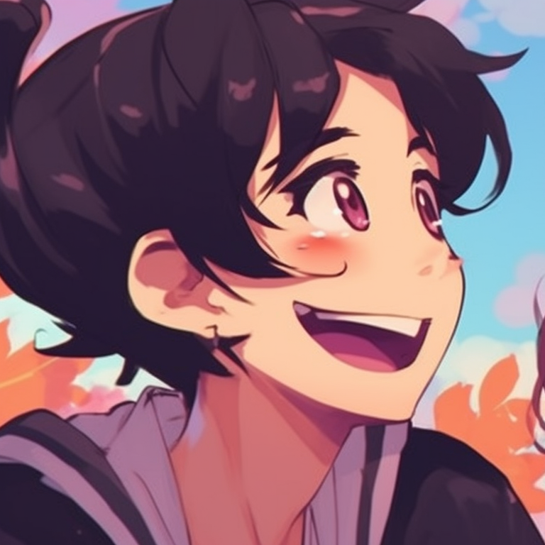 Two characters sitting back-to-back, analogous clothing, implying harmonious friendship. real life matching pfp for besties pfp for discord.