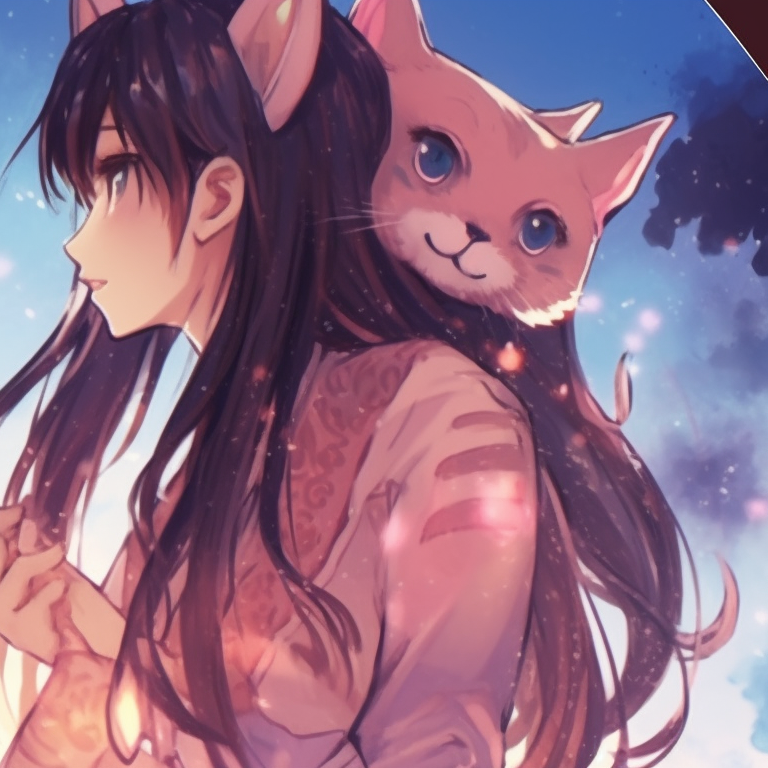 Two characters in a serene embrace, featuring soft hues and delicate shading. real-life match pfp for couples pfp for discord.