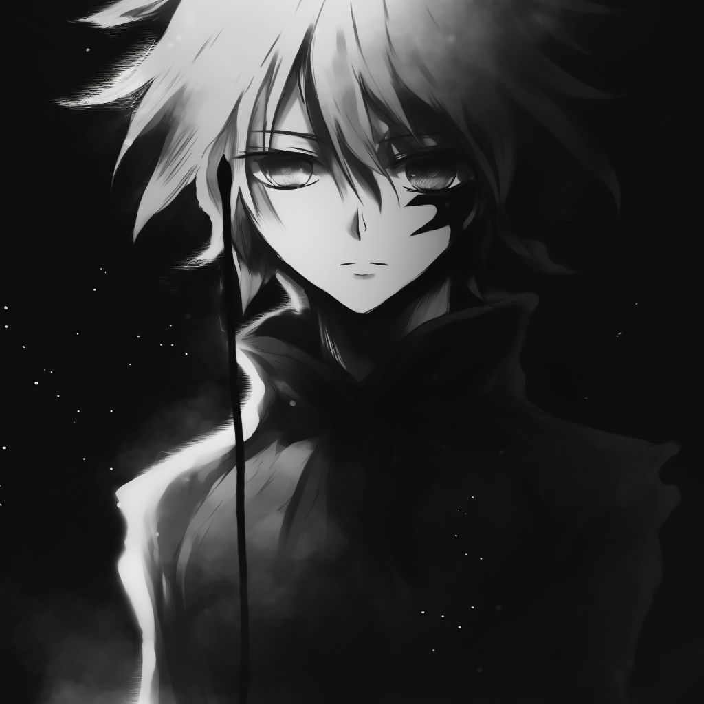 Kaneki from Tokyo Ghoul, monochrome and detailed with an emphasis on his one eye. trending black and white anime aesthetic pfp pfp for discord.