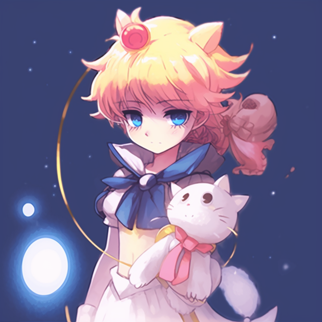 Sailor Moon striking a power pose, characterized by dynamic linework and bold coloring. top animated pfp makers