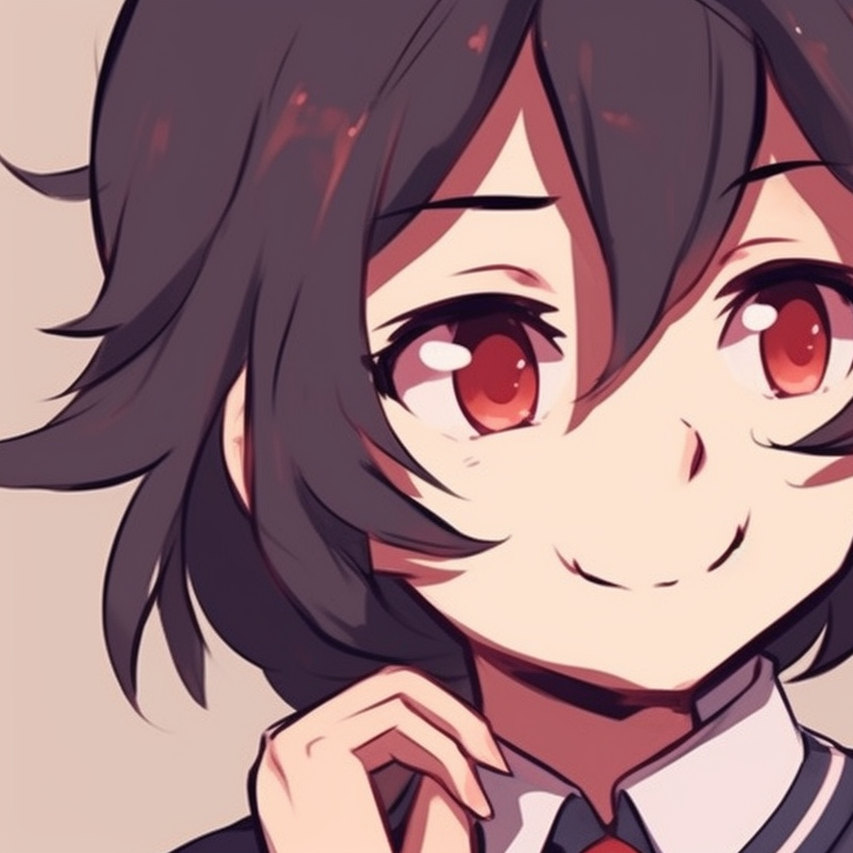 Two characters in school uniforms, bright colors and fluid linework, sharing a laugh. top matching pfps for friends pfp for discord.