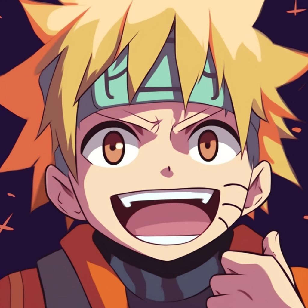 Naruto making a wacky face, detailed expressions and bright colors. unforgettable anime pfp funny pfp for discord.