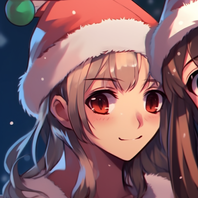 Two characters with candy cane props, festive colors and engaging expressions. matching cool christmas pfp ideas pfp for discord.