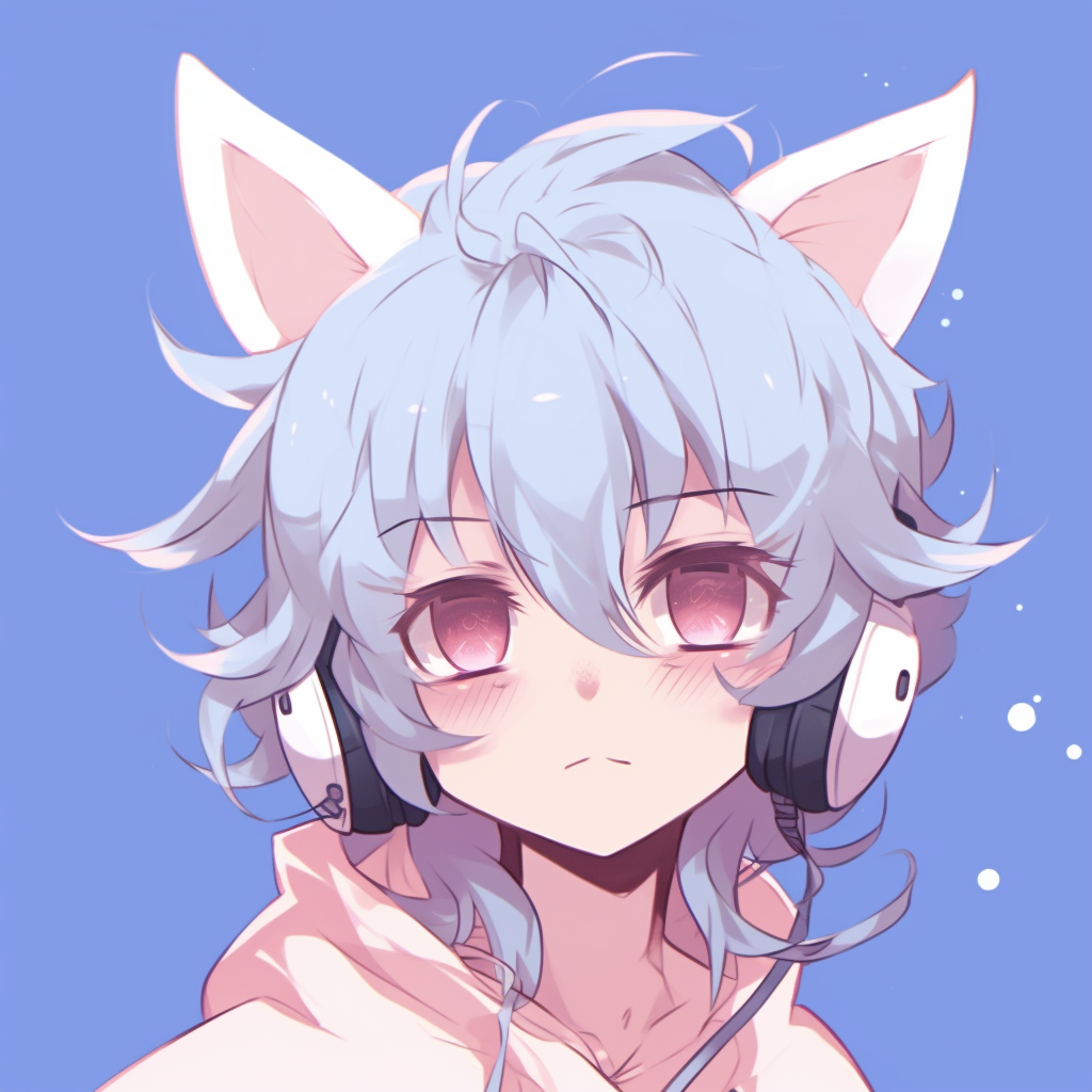 Insouciant anime boy boasting cat ears, sketchy linework and muted hues. anime pfp aesthetic icons anime pfp