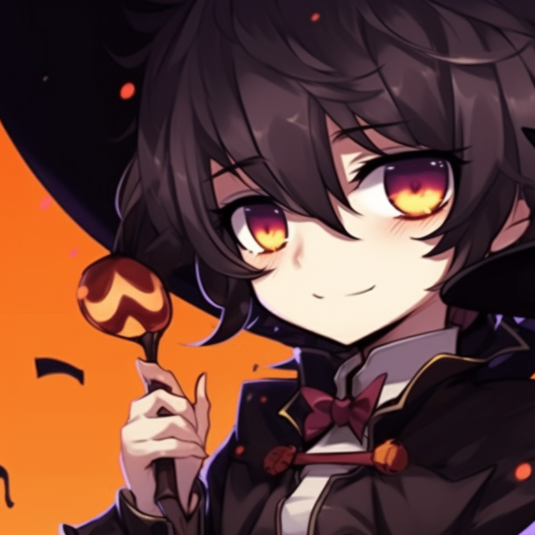 Two characters scared, with a haunted mansion in the background, dim lighting and atmospheric cute matching pfp for couples halloween styled pfp for discord.