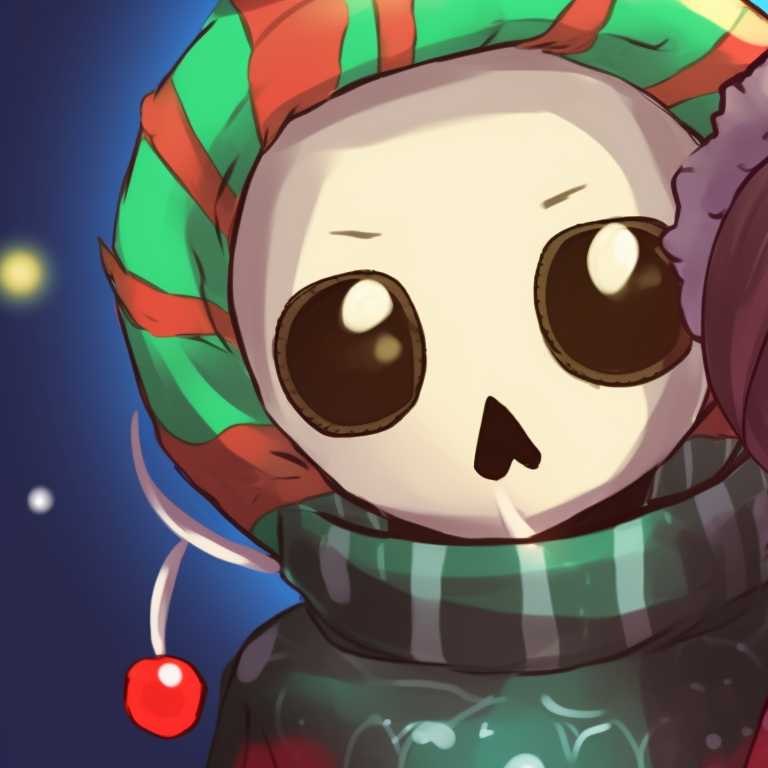Error Sans characters in playful poses, minimalist style and Christmas embellishments. matching pfp set with error sans christmas theme pfp for discord.