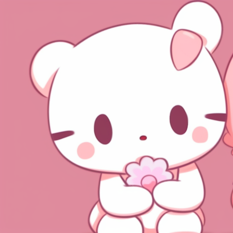 Two Sanrio characters, warm tones and cute detailing, sleeping together. sanrio creative matching pfp pfp for discord.
