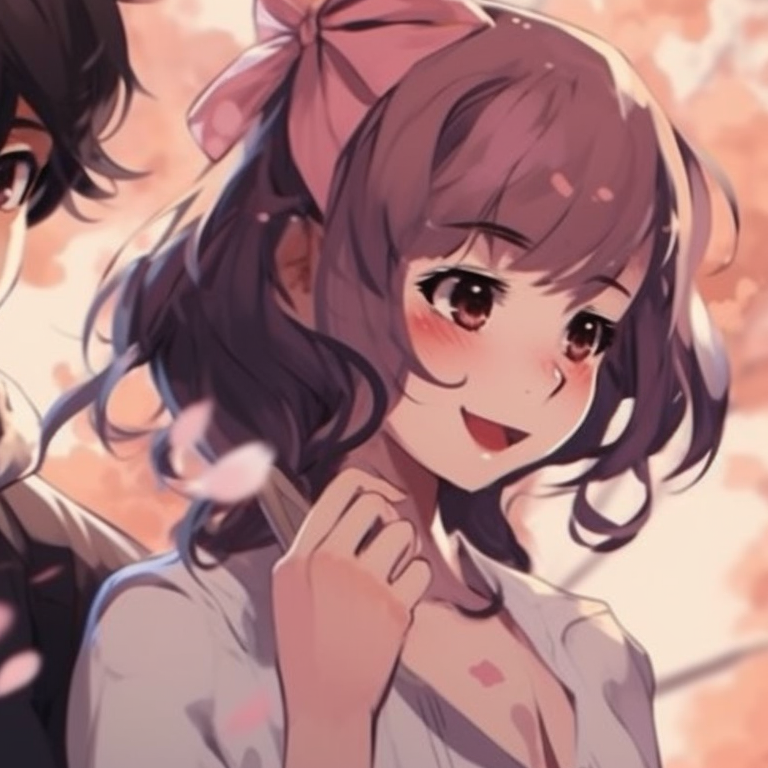 Two characters having an intense direct gaze, detailed expressions with contrasting backgrounds. best male and female matching pfp friends pfp for discord.