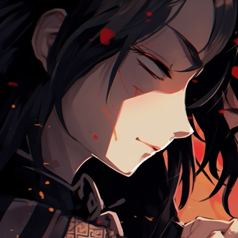 Two characters in samurai outfits, strong lines and vibrant colors, standing face to face. creative anime pfp matching pfp for discord.