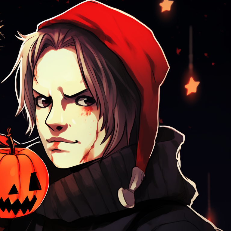Two images of Michael Myers, one decorating a Christmas tree, the other peering through a frosted window, with a cold aura and sinister implications amidst holiday cheer. christmas themed michael myers pfp pfp for discord.