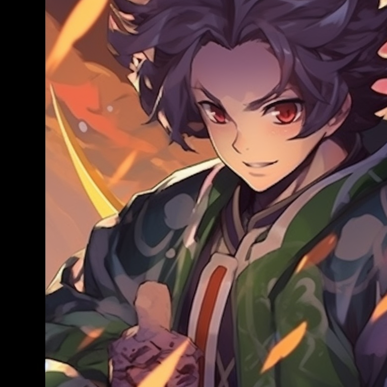 Two characters sharing a fiery background, matching fire motif in outfits, dynamic lines and vivid colors. stunning demon slayer matching pfp selection pfp for discord.