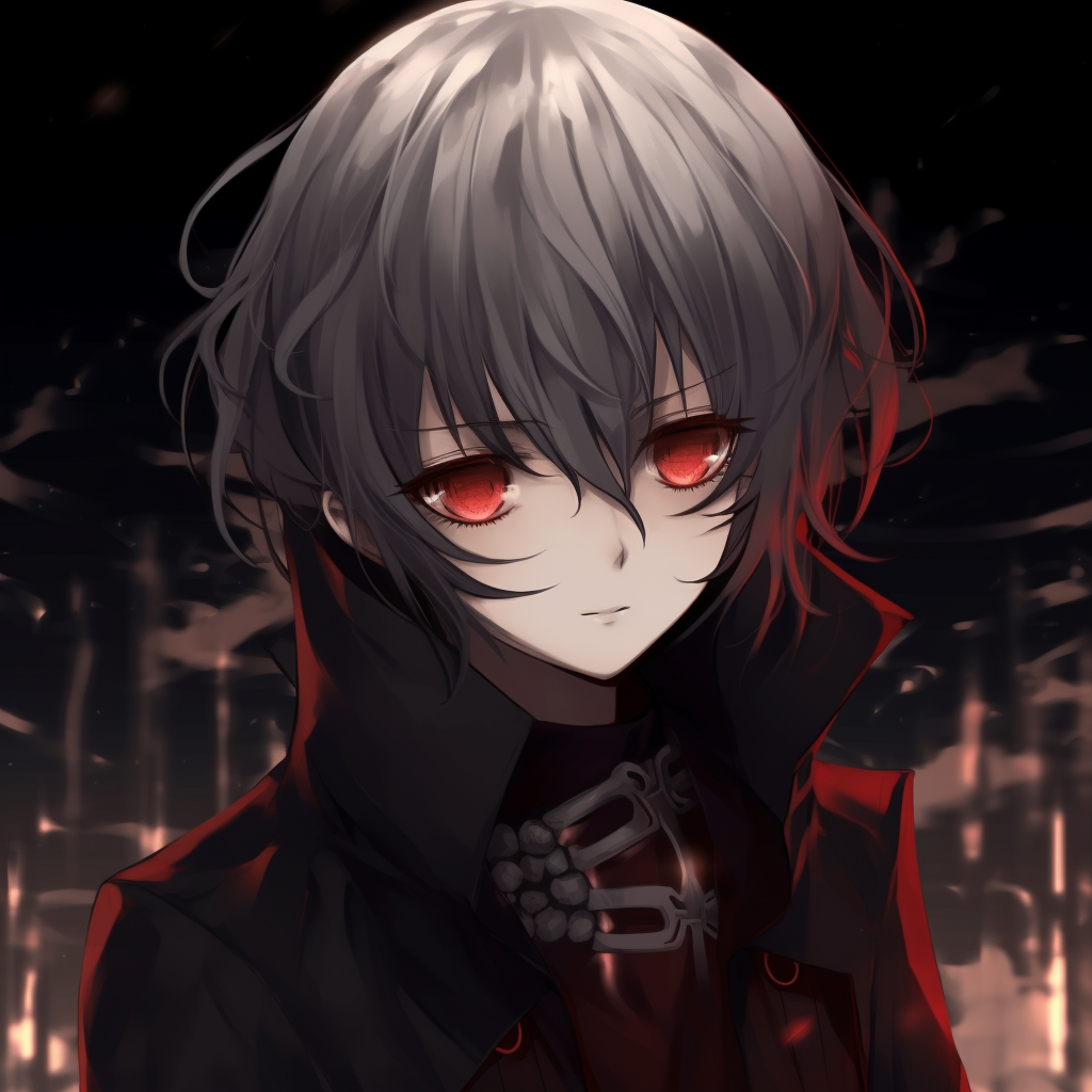 Gothic anime boy with silver hair and facial piercings, characterized by a striking contrast between skin and hair. ultimate gothic anime boy pfp