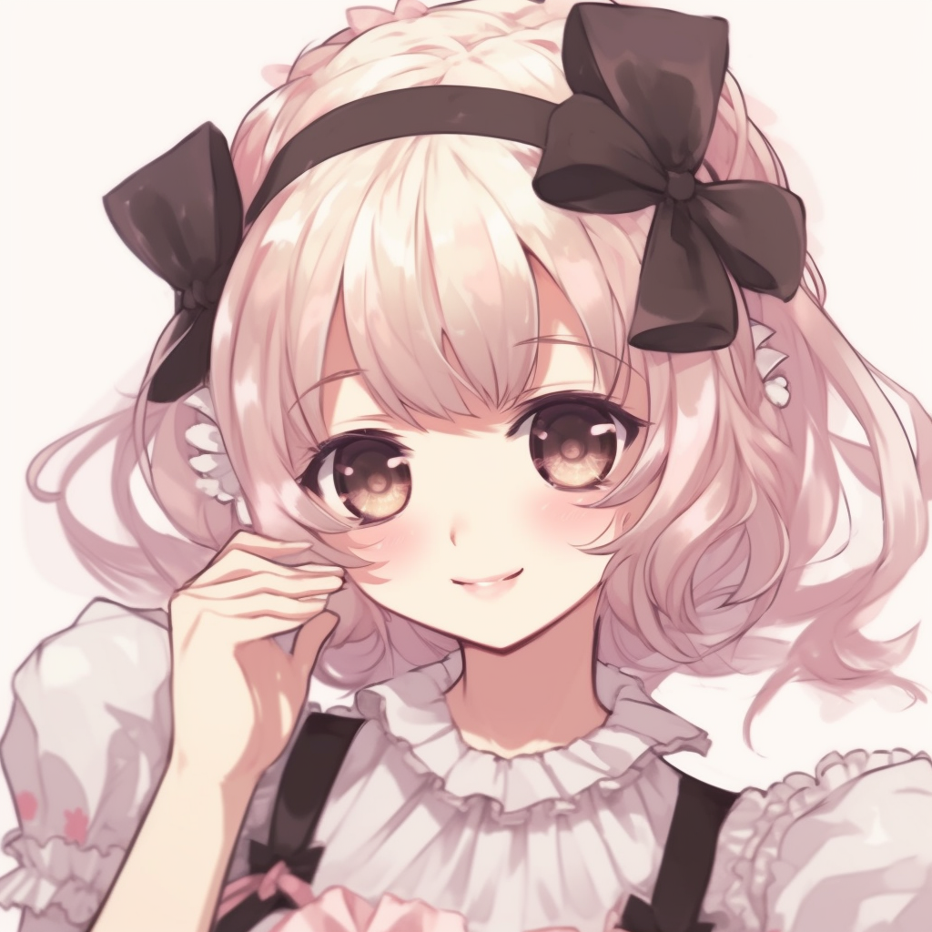 A girl in a magical kawaii costume depicting detailed jewelry elements and sparkling magic wisps. dramatic kawaii anime pfp