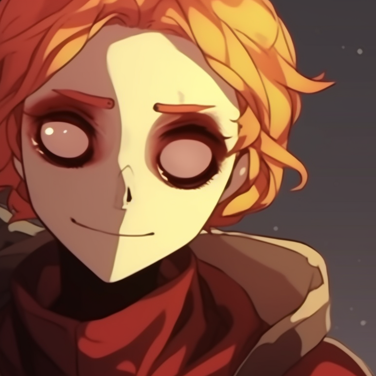 Two characters with skull masks, simplistic design and monocrhomatic. diverse range of non anime matching halloween pfps pfp for discord.