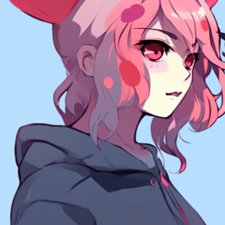 Abstract depiction of two characters in whimsical poses, flat art style with oversaturated tones. funny matching pfp discord inspiration pfp for discord.