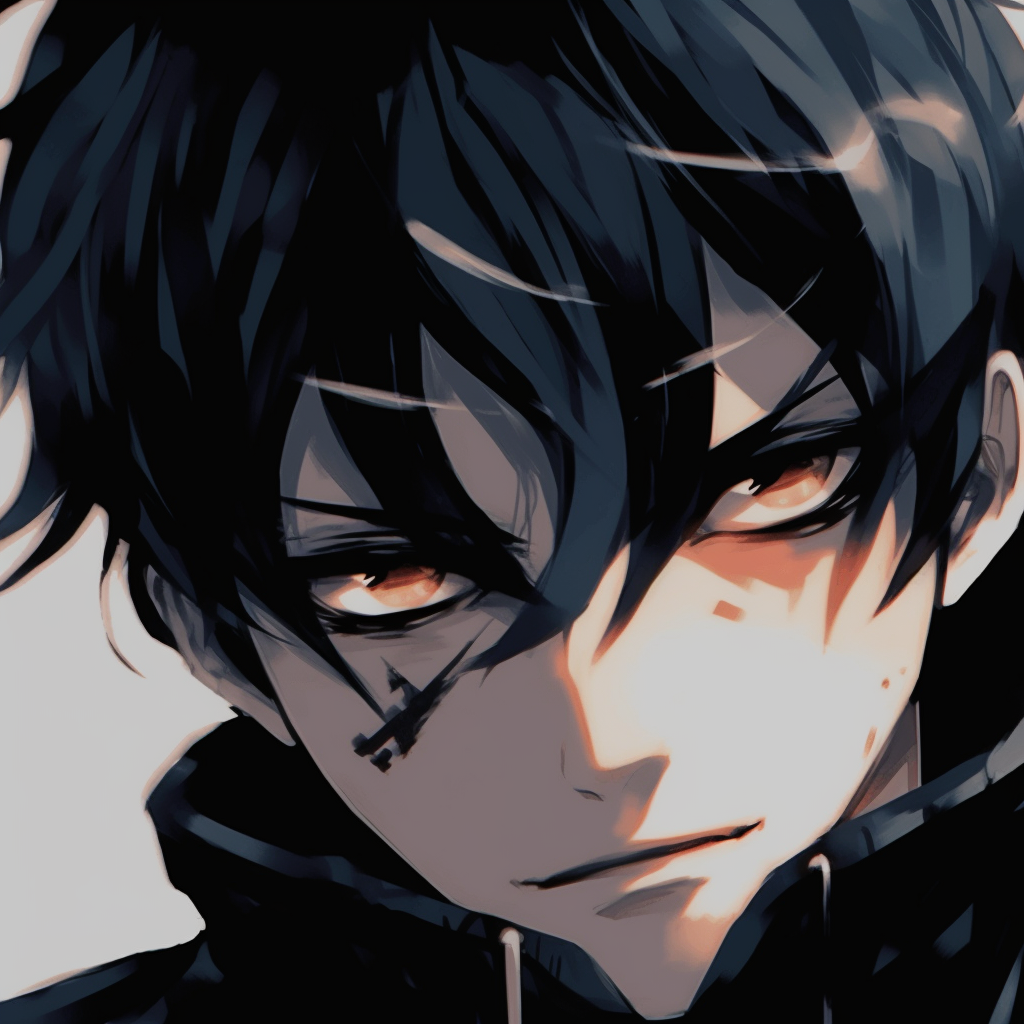 A gripping expression from a Bleach hero, outlined carefully with vibrant hues. top anime guy pfp aesthetic pfp for discord.