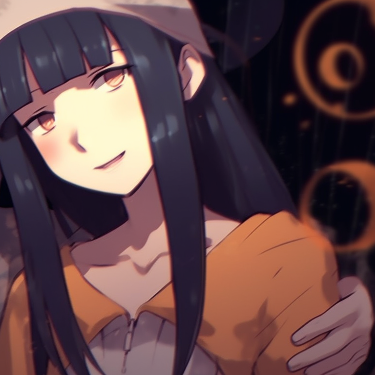 Naruto and Hinata in Nine-Tails and Byakugan form with Halloween accents, vivid colors and dynamic poses. naruto and hinata matching pfp halloween theme ideas pfp for discord.