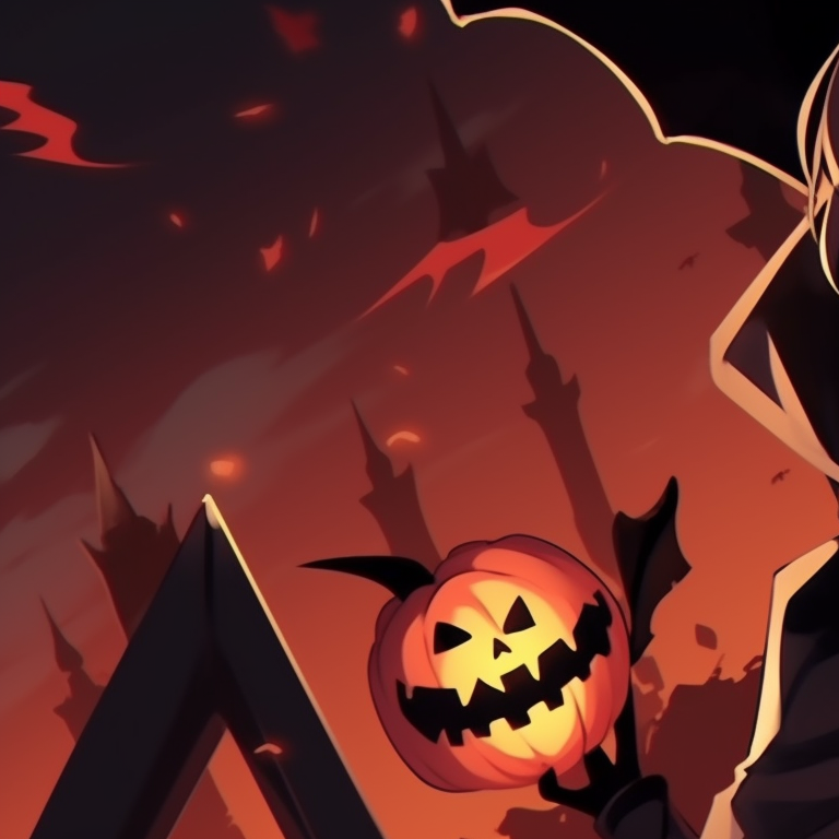 Two anime characters, showing their vampire side, with mesmerizing crimson red eyes. aesthetic halloween couple matching pfps pfp for discord.