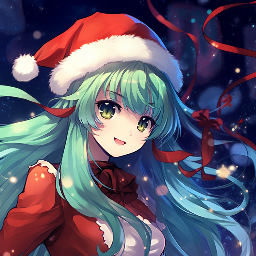 Hatsune Miku feeling the Christmas spirit, pastel colors and illustrative lines. christmas pfp anime wallpaper