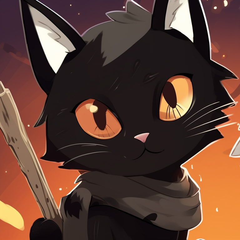 Two owl characters on a branch, using warm colors, under a moonlit night sky with spooky eyes in the background. matching halloween animal profile pictures pfp for discord.